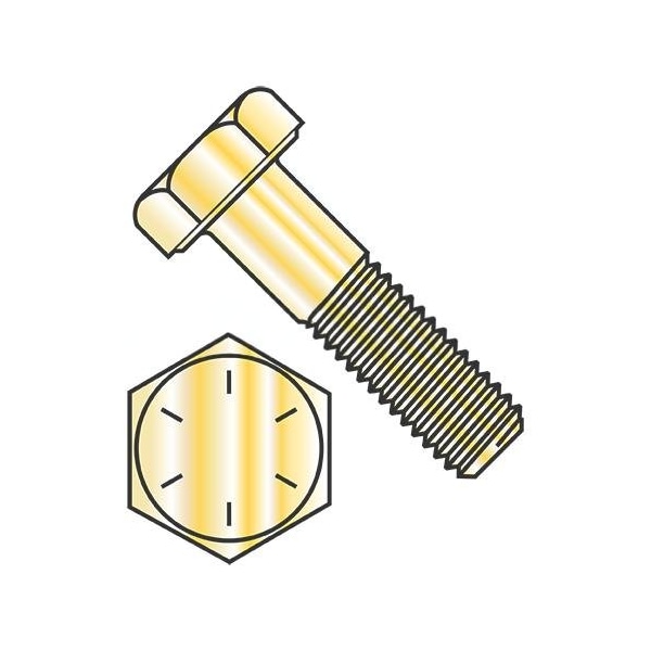 Grade 8, 1"-14 Hex Head Cap Screw, Zinc Yellow Steel, 3-1/2 in L